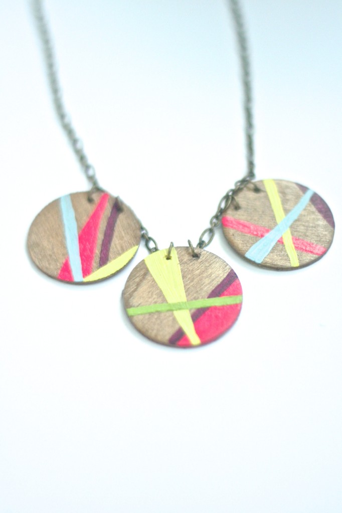 how to make a painted geometric wood necklace from dear handmade life
