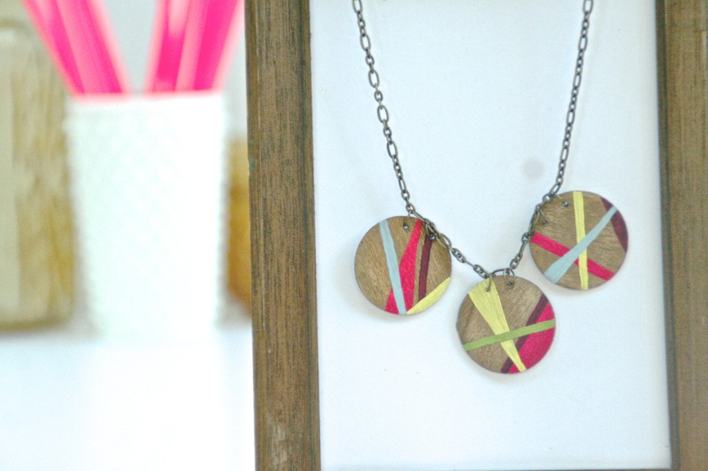 how to make a painted geometric wood necklace from dear handmade life