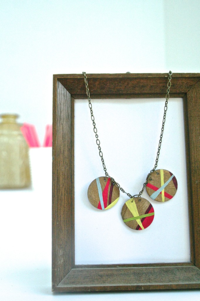 how to make a painted geometric wood necklace from dear handmade life
