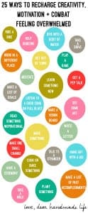 25 Ways to recharge creativity + motivation + combat feeling overwhelmed