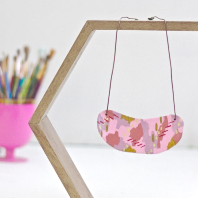 DIY Ceramic Abstract-painted Necklace from Dear Handmade Life