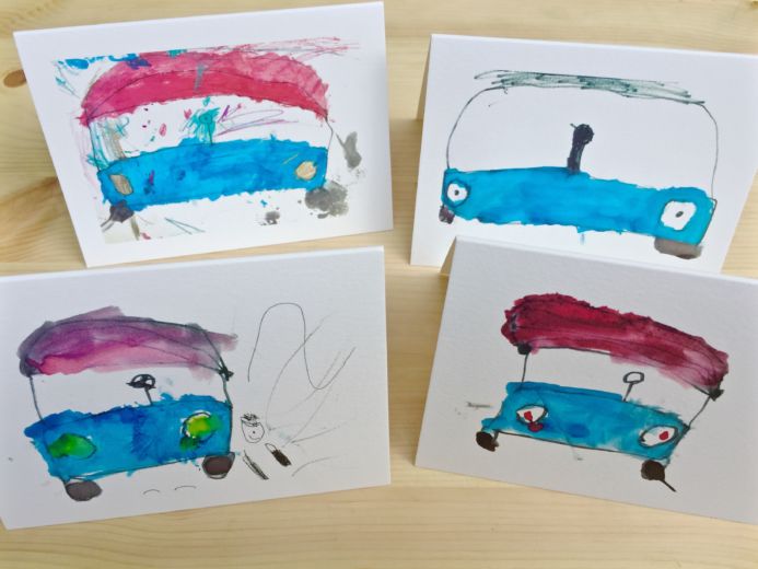 How to create notecard sets of your child’s artwork from Dear Handmade Life