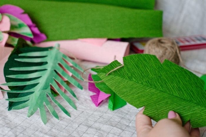 DIY watercolor and crepe paper paper tropical monstera plant garland from Dear Handmade Life