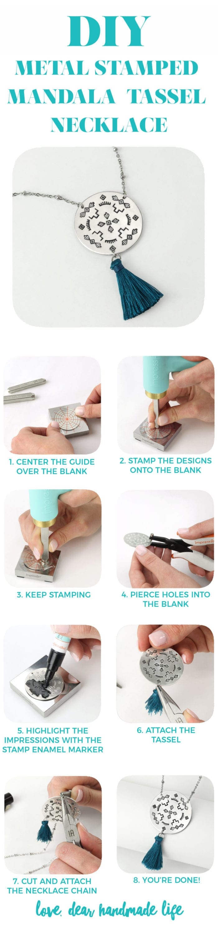 DIY Metal Stamped Mandala Tassel Necklace from Dear Handmade Life