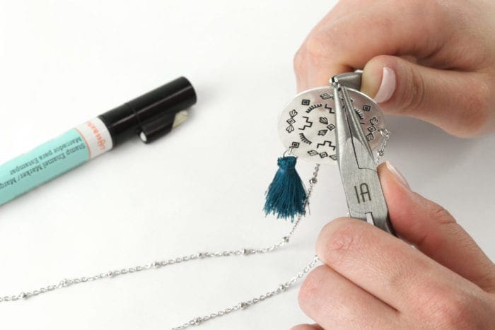 DIY Metal Stamped Mandala Tassel Necklace from Dear Handmade Life