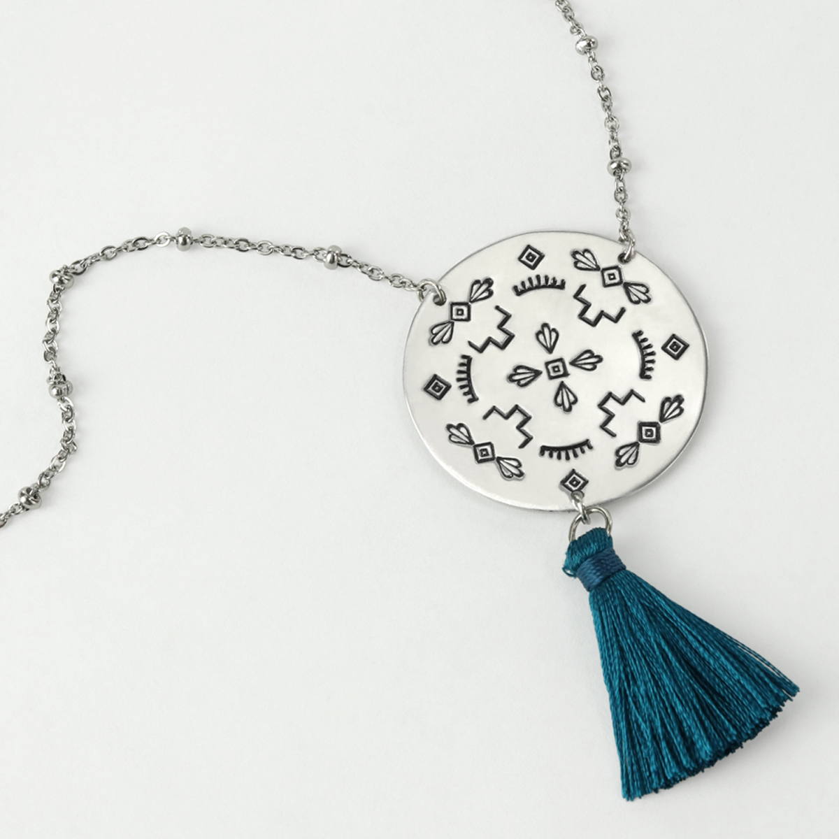 DIY Metal Stamped Mandala Tassel Necklace from Dear Handmade Life