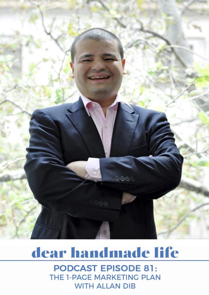 1-Page Marketing Plan Allan Dib Dear Handmade Life