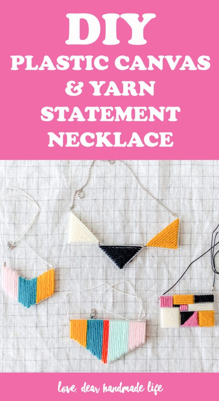 DIY plastic canvas yarn statement necklace Dear Handmade Life