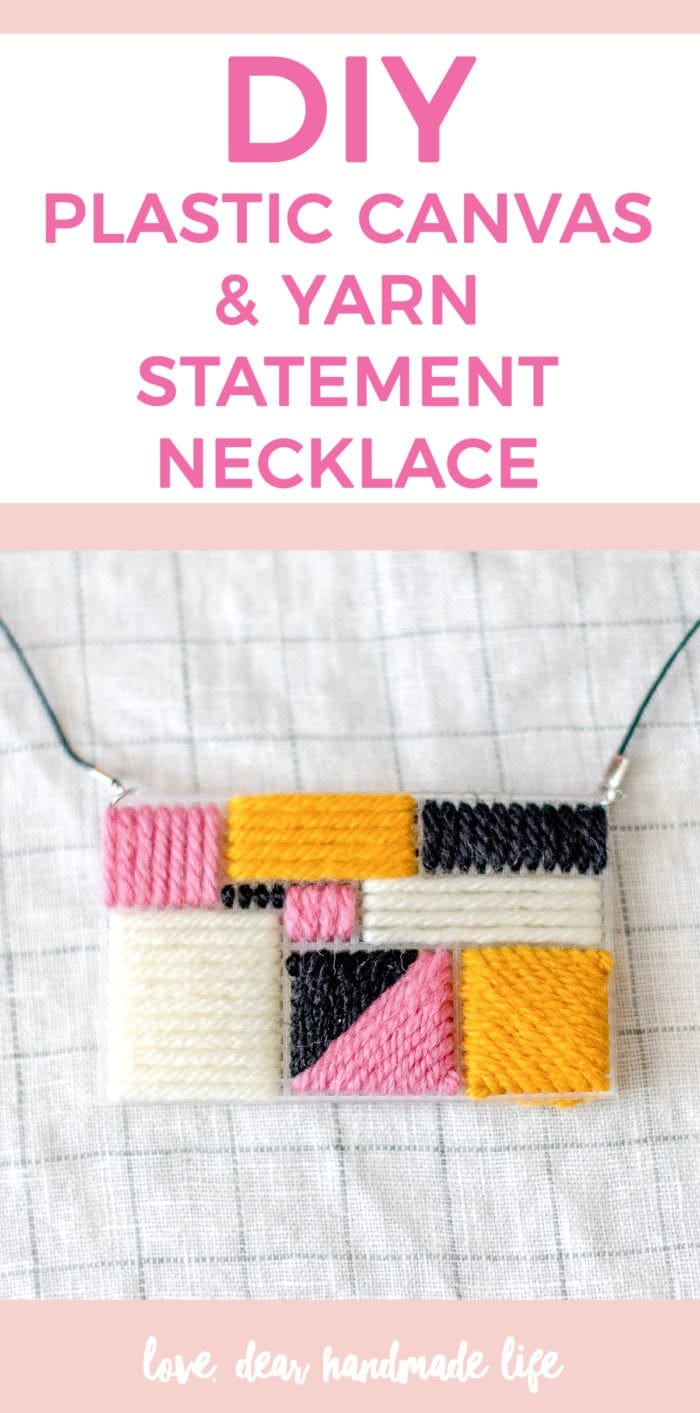 DIY plastic canvas yarn statement necklace Dear Handmade Life