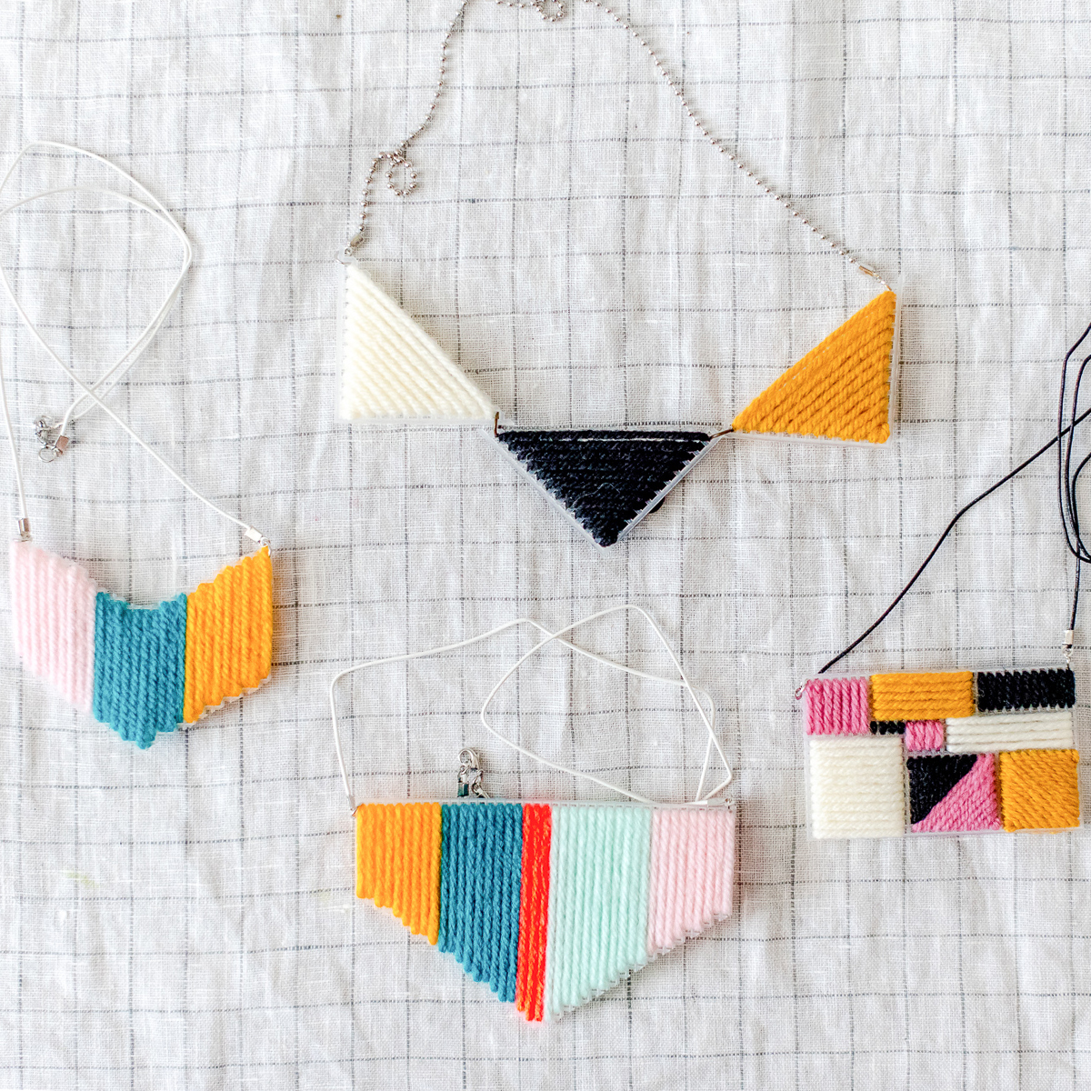 DIY plastic canvas yarn statement necklace Dear Handmade Life