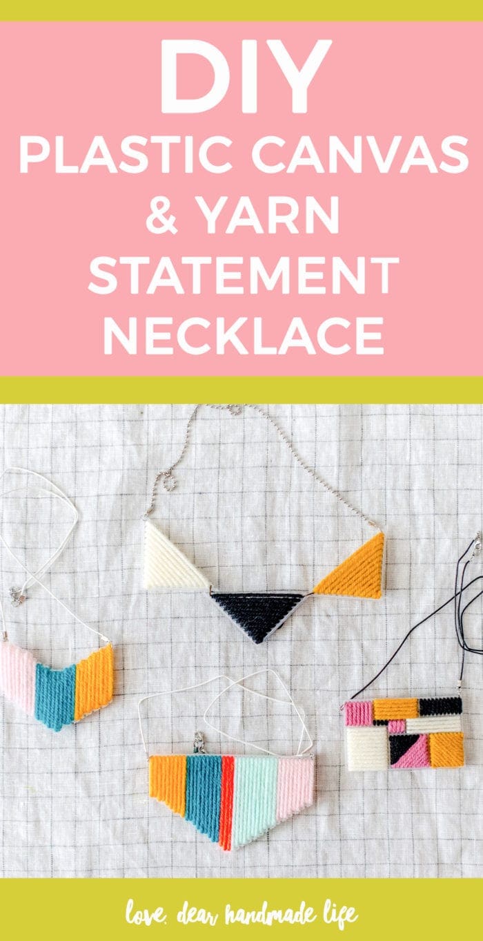 DIY plastic canvas yarn statement necklace Dear Handmade Life