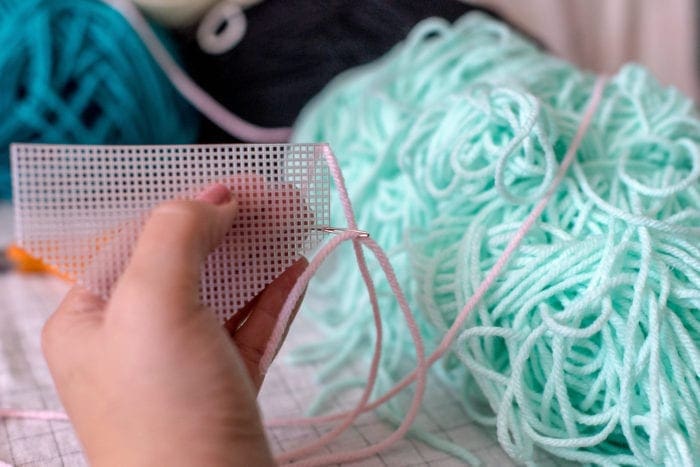 DIY plastic canvas yarn statement necklace Dear Handmade Life