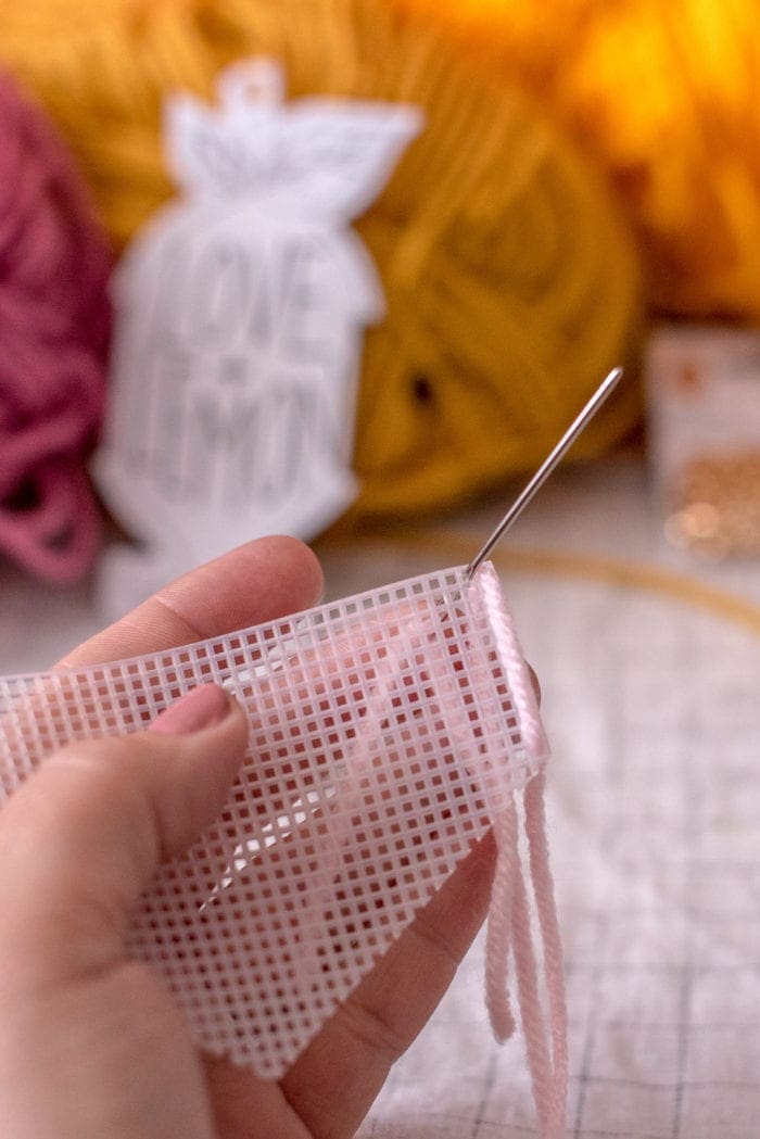 DIY plastic canvas yarn statement necklace Dear Handmade Life