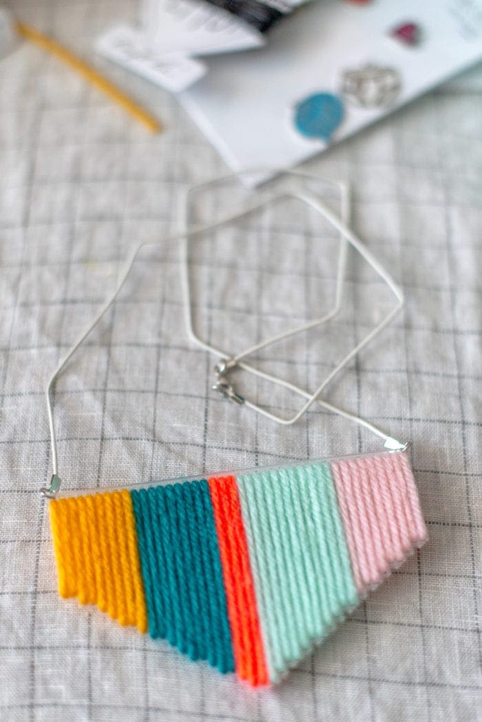 DIY plastic canvas yarn statement necklace Dear Handmade Life