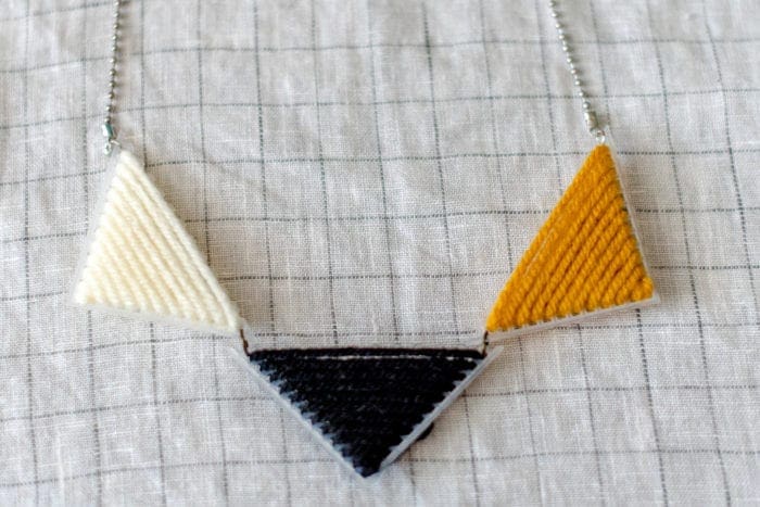 DIY plastic canvas yarn statement necklace Dear Handmade Life