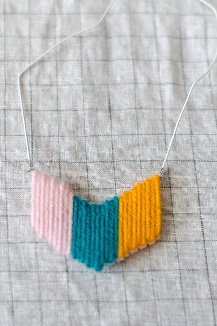 DIY plastic canvas yarn statement necklace Dear Handmade Life