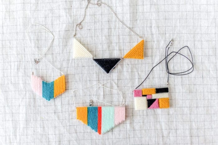 DIY plastic canvas yarn statement necklace Dear Handmade Life