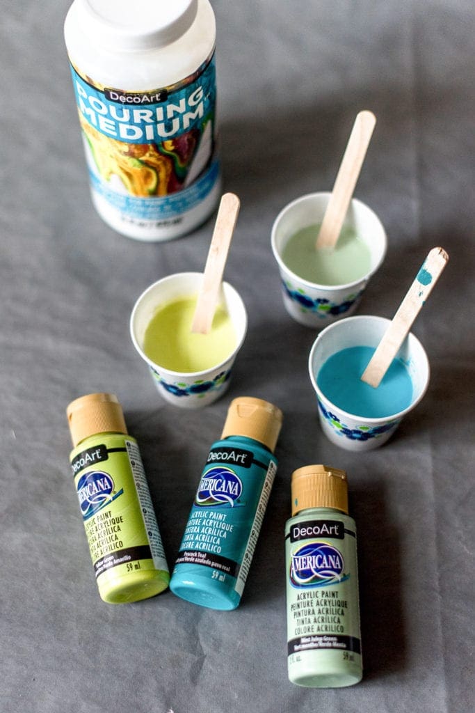 DIY paint pouring on wood shapes from Dear handmade Life