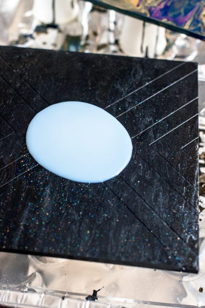 DIY paint pouring on wood shapes from Dear handmade Life