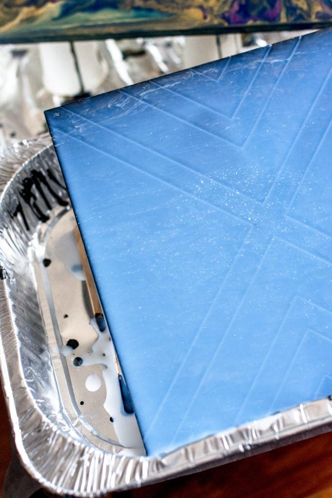 DIY paint pouring on wood shapes from Dear handmade Life