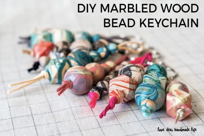 DIY marbled wood bead keychain Dear Handmade Life