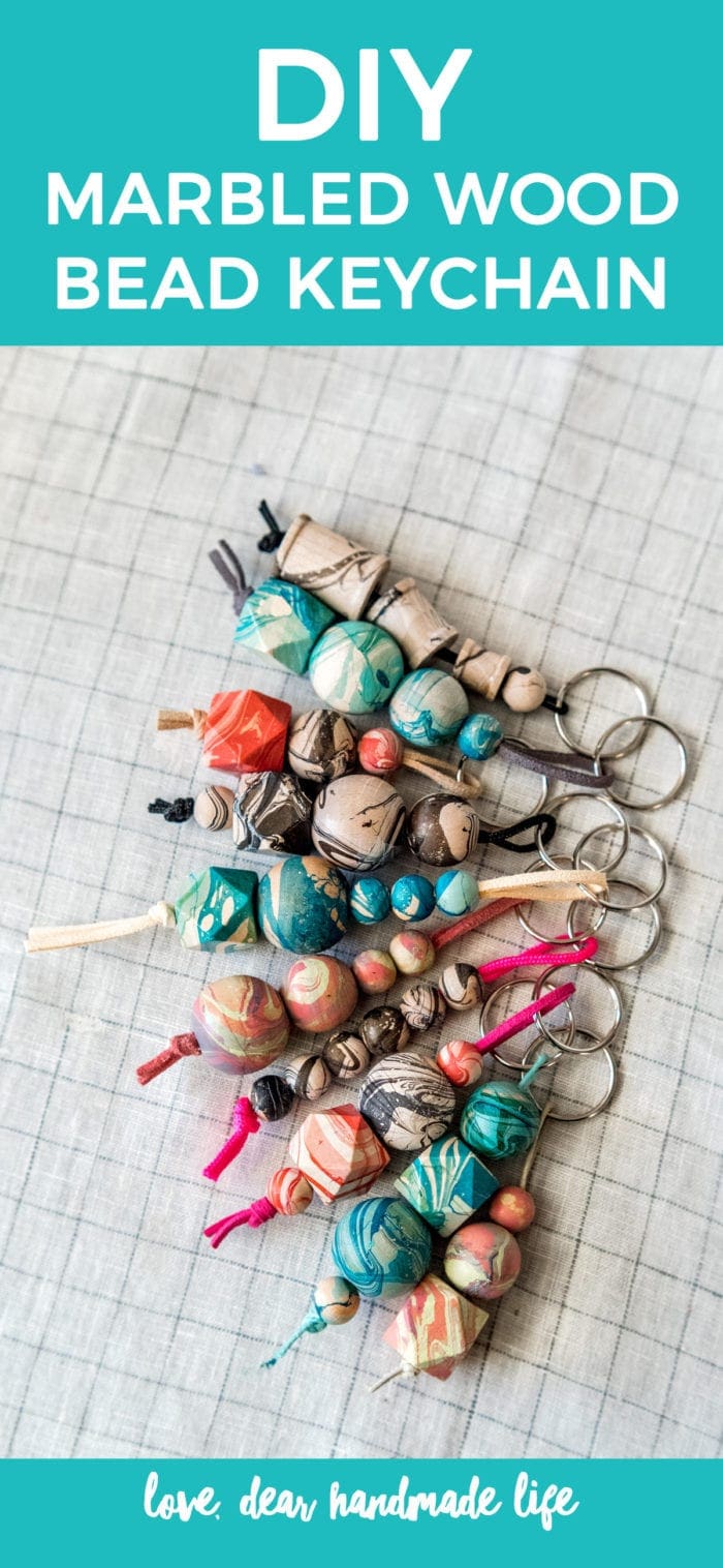 DIY marbled wood bead keychain Dear Handmade Life