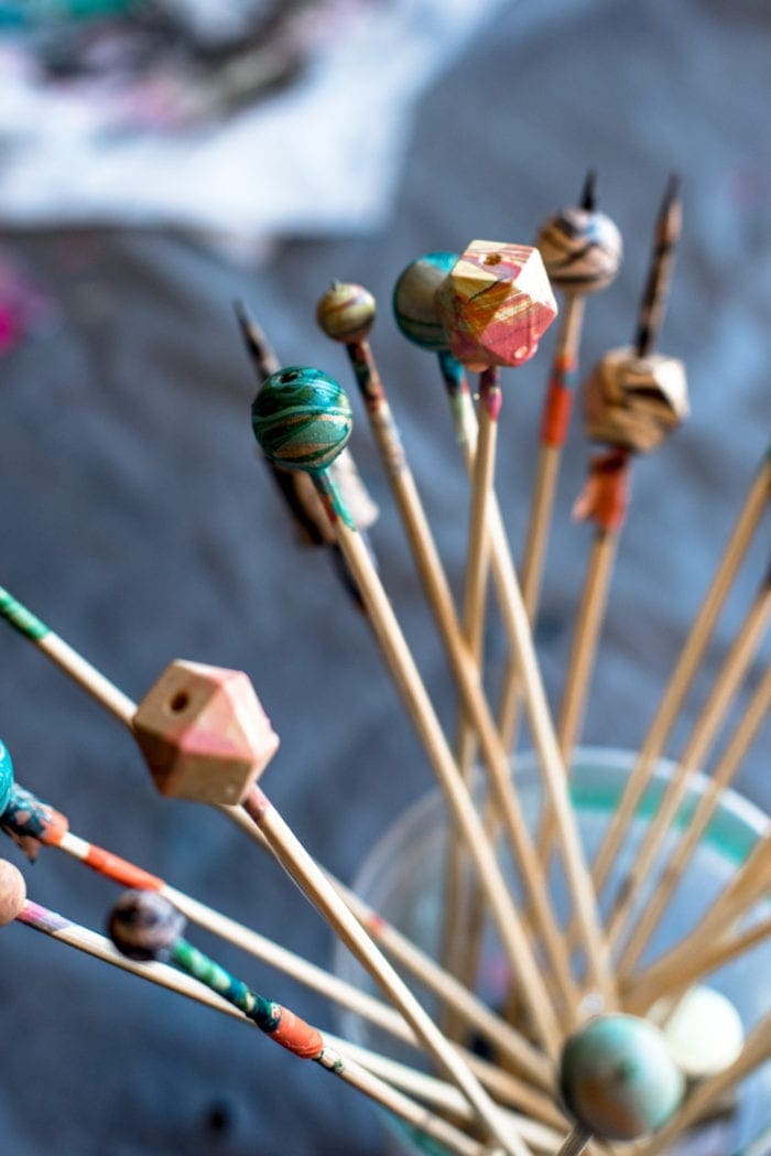 DIY marbled wood bead keychain Dear Handmade Life