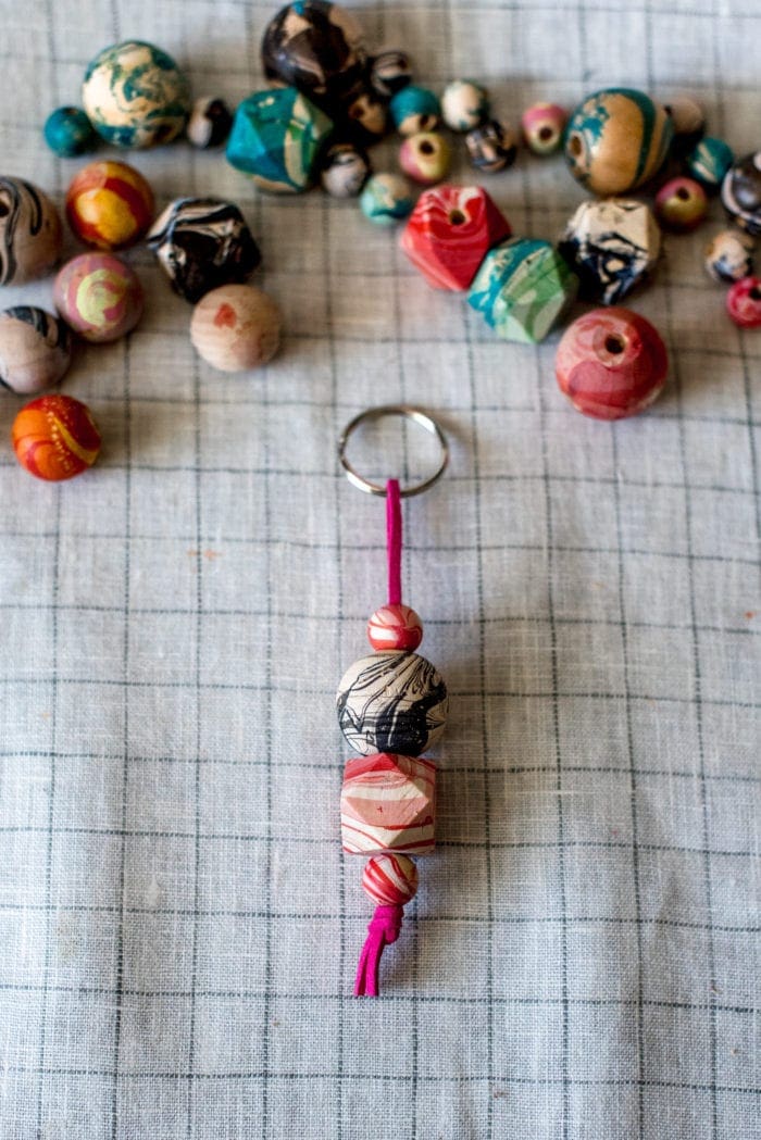DIY marbled wood bead keychain Dear Handmade Life