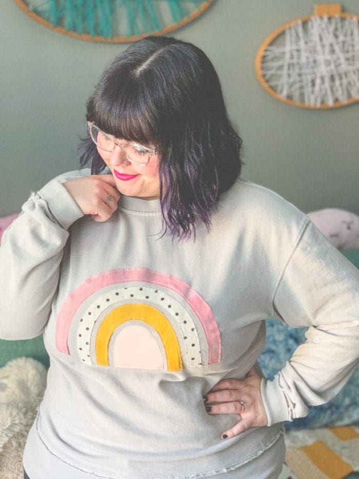 How to make an upcycled applique rainbow sweatshirt from Dear Handmade Life